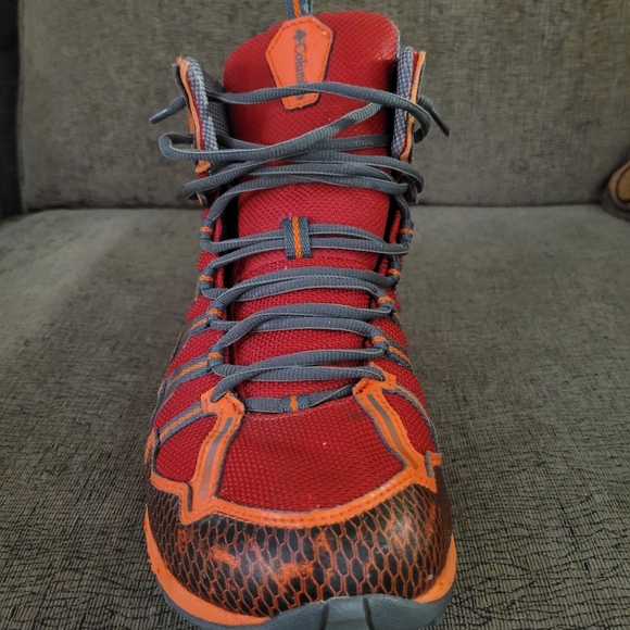 Men's Red and Orange Hiking Boots - Picture 9 of 12